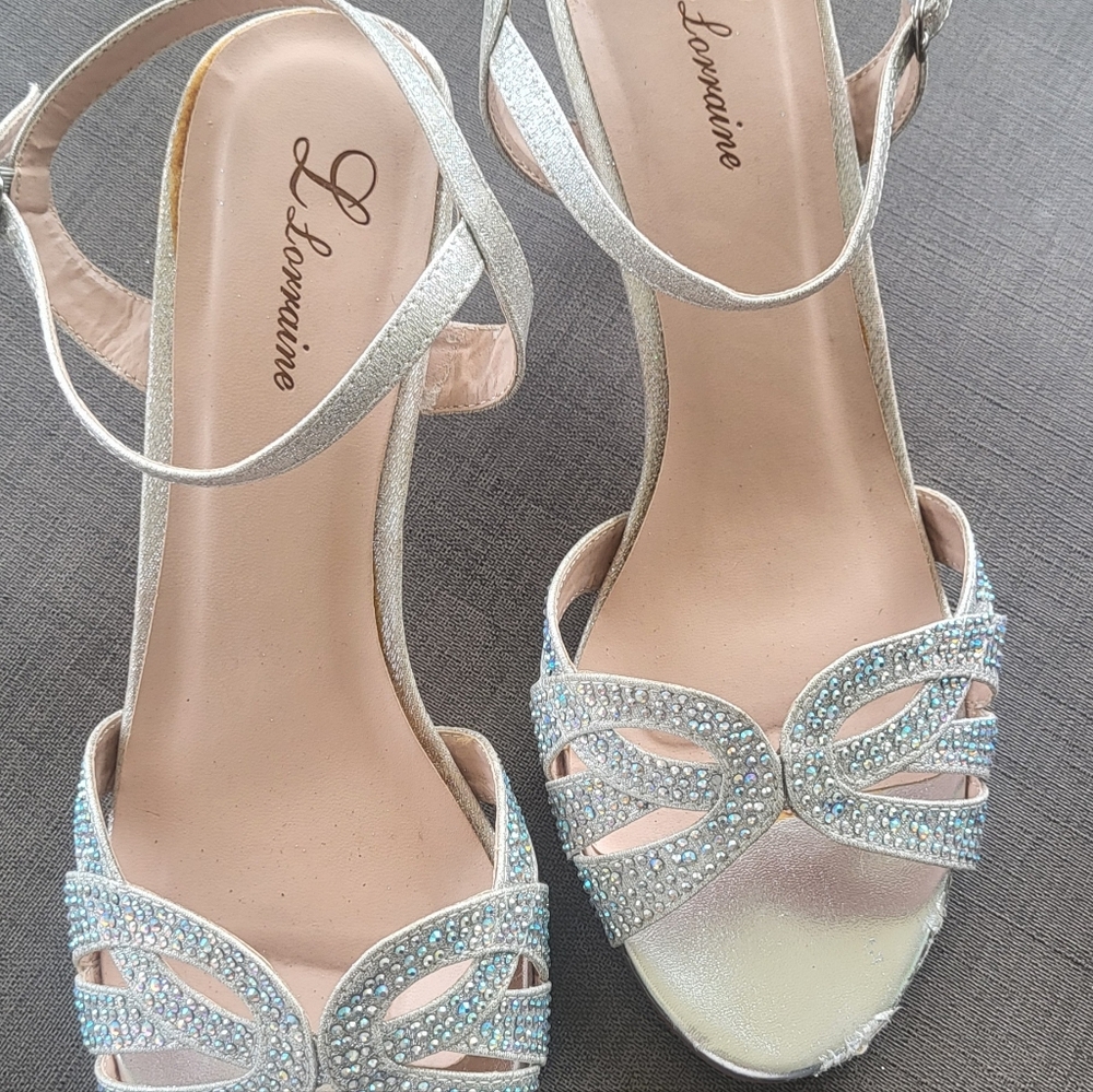Silver sparkle strap sandals